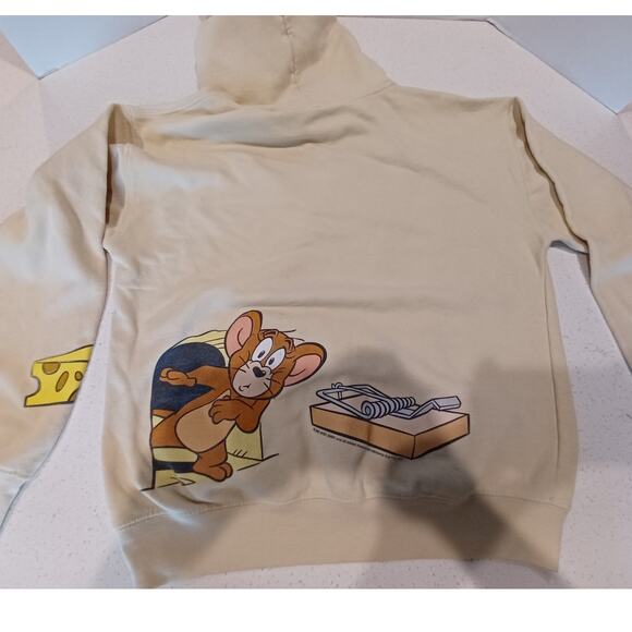 Tom and Jerry Double sided graphic hoodie Cream Size Small - Picture 8 of 8